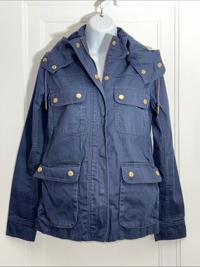 J. Crew Navy Utility Jacket with removable hood size XS